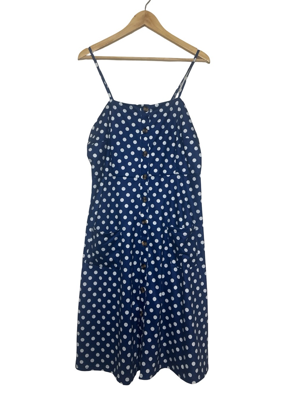 Berydress Blue & White Polka Dot Button-Front Midi Dress Cottagecore XL
